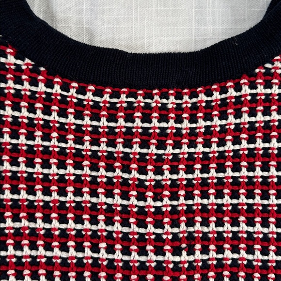 Talbots Blazer Style Cardigan Jacket Sweater Sz M-L Red Blue White Classic - Picture 9 of 14